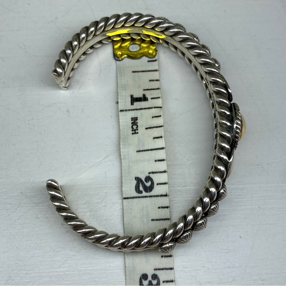 Vintage Signed Navajo Artie Yellowhorse Sterling And 14k Cuff Bracelet - Picture 8 of 10